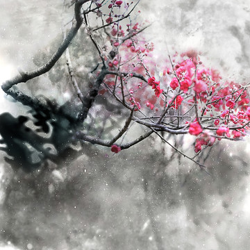寫意水墨桃花