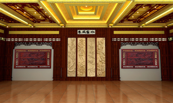 古典會(huì)所大堂天花吊頂裝修