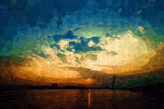風(fēng)景畫 夕陽 TIF無分層