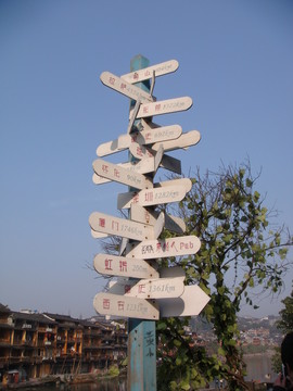 鳳凰古城方向牌