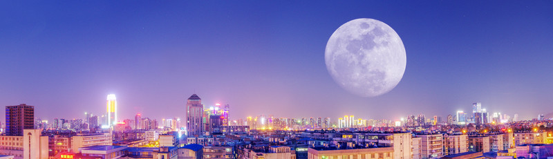 昆明城市天际线月升