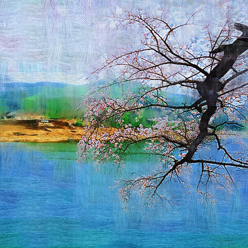 油畫 桃花