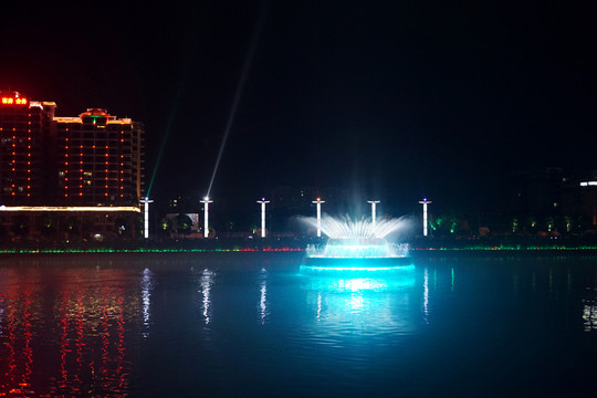 河源茶山公園亞洲第一噴泉夜景