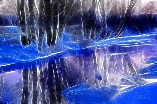 電腦畫 冰河樹林