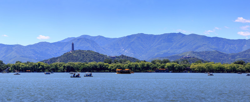 北京頤和園西堤全景接片長圖