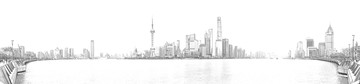 上海浦東全景線描（未分層）