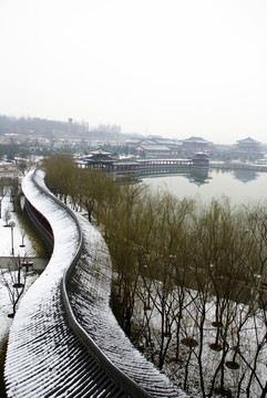 大唐芙蓉園長廊雪景