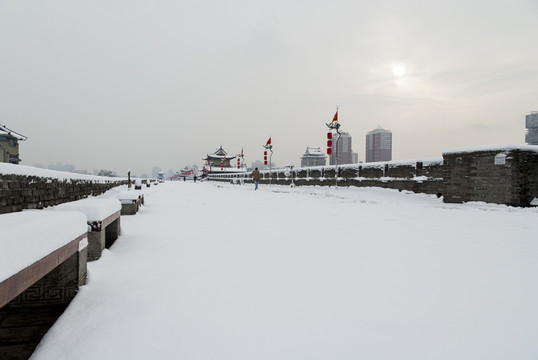 西安城墻大雪