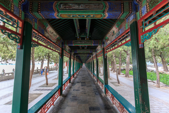 北京頤和園長廊彩繪畫廊