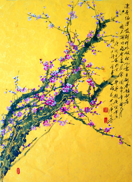 中國畫紅梅花