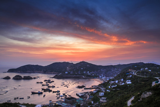 漁村海島日落風光