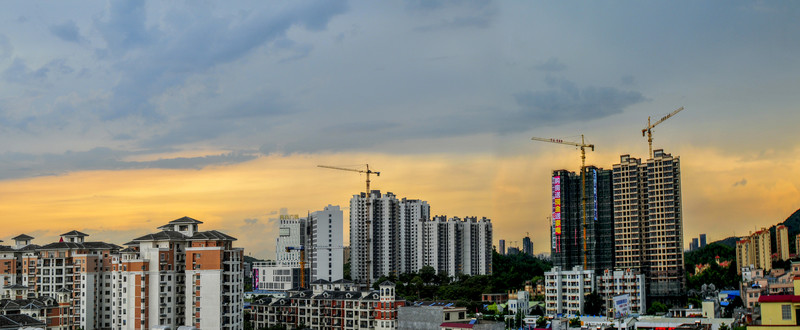 城市日落 夕陽(yáng) 晚霞 霞光萬(wàn)道