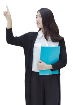 做手指點(diǎn)擊動(dòng)作的女白領(lǐng)