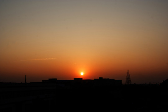 落日夕陽廠房