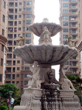 噴水池 廣場 雕塑