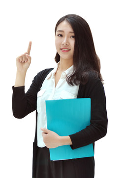 伸出一字手勢的女白領(lǐng)