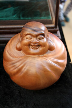 木雕 佛像 彌勒佛 雕塑 實(shí)木