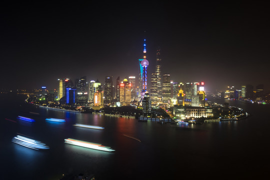 外灘游船俯拍
