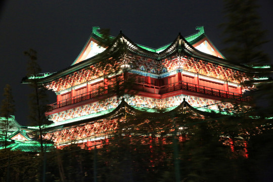 古建筑 夜景 燈光