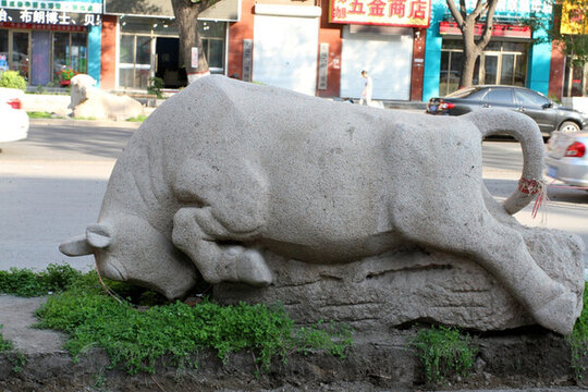雕塑 百牛集 石雕 牛 雕塑牛