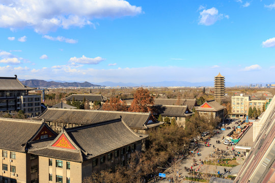 北京大學(xué)校園風(fēng)光教學(xué)樓群博雅塔