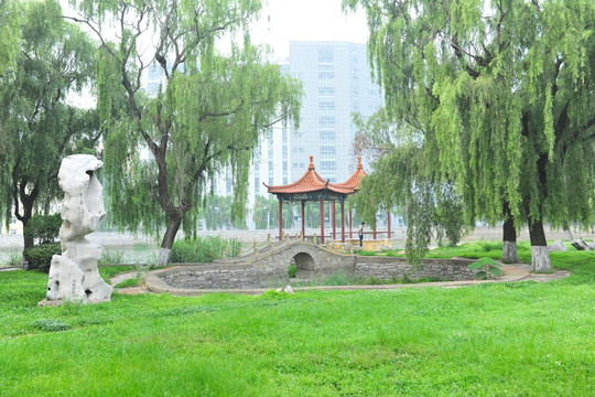 公園風(fēng)景   小橋  涼亭