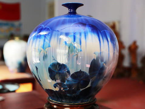 京華瓷 玉石花瓶 瓷瓶