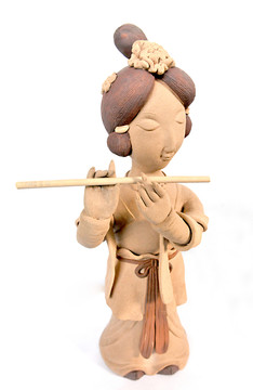 古代仕女  吹橫笛