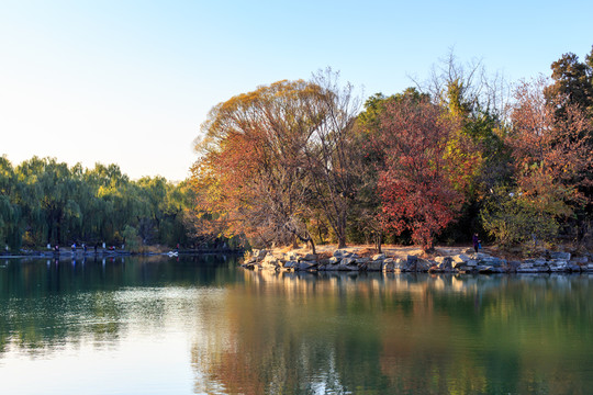 北京大學(xué)校園風(fēng)光未名湖秋天秋色