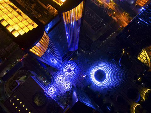 航拍成都夜景