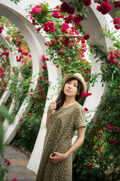 薔薇花下的女孩