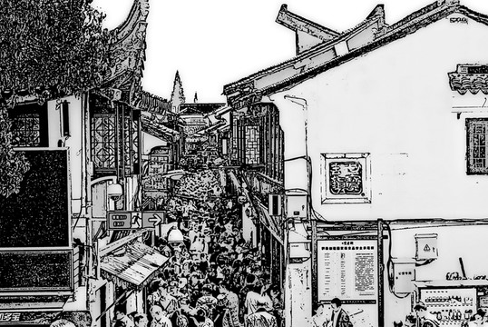 江南古鎮(zhèn) 古鎮(zhèn)水墨 古鎮(zhèn)線描