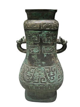 清代文物 環(huán)帶紋獸耳壺