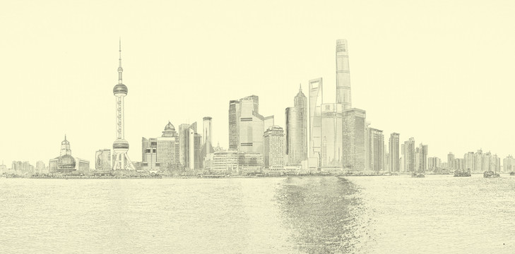 上海全景線描 合層