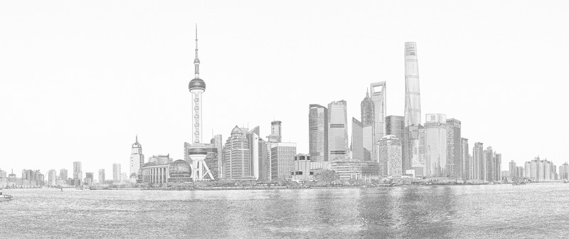 上海風(fēng)光全景線描   合層