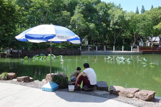 公園里釣魚