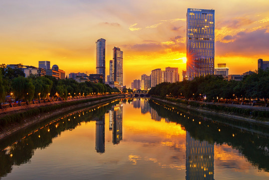 成都錦江夕陽