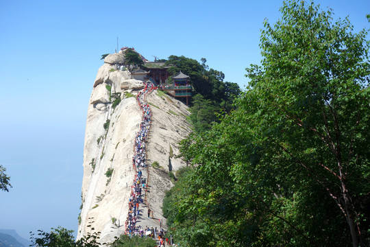 華山 山脊 游客 步道 險峻