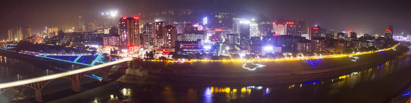 四川省巴中市鳥瞰夜景高清大圖