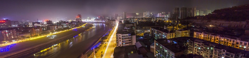 四川省巴中市巴中鳥瞰圖夜景