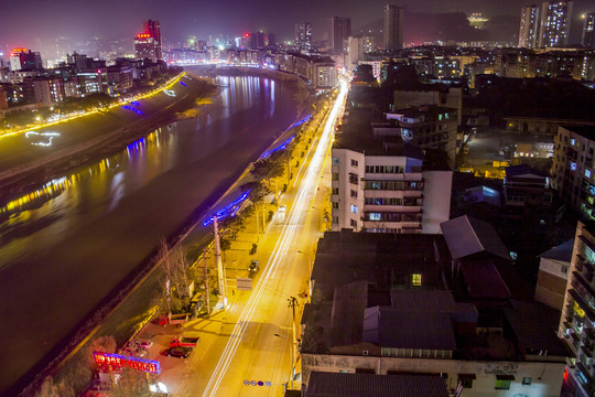 四川省巴中市八角樓街夜景