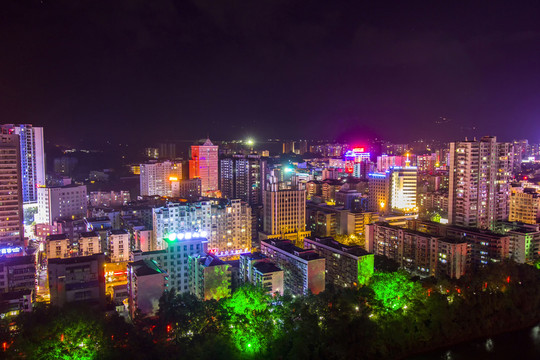 湖北省恩施市鳥瞰圖夜景