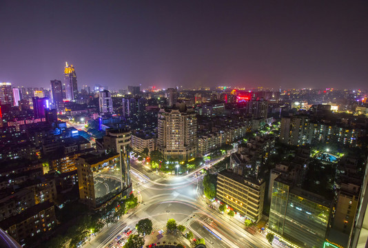 廣東省佛山市佛山鳥瞰圖夜景