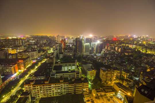 廣東省佛山市佛山鳥瞰圖夜景