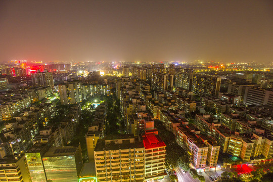 廣東省佛山市佛山鳥瞰圖夜景