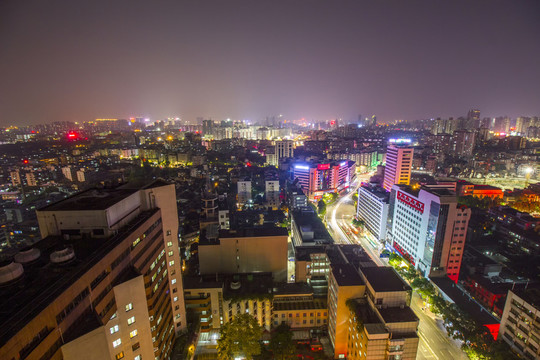 廣東省佛山市佛山鳥瞰圖夜景