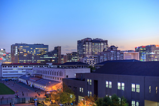 北京大學夜景五四運動場一角