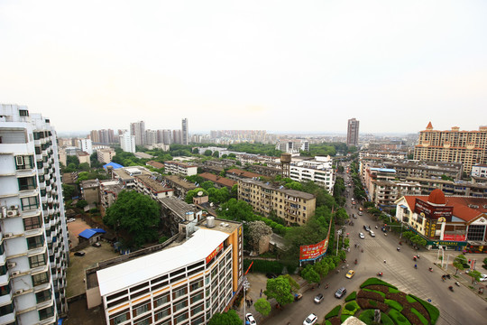 江西省撫州市撫州鳥瞰全景圖
