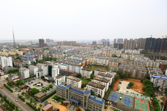 江西省撫州市鳥瞰全景圖