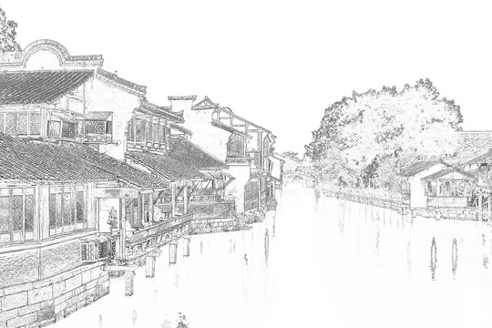 古鎮(zhèn)線描  合層